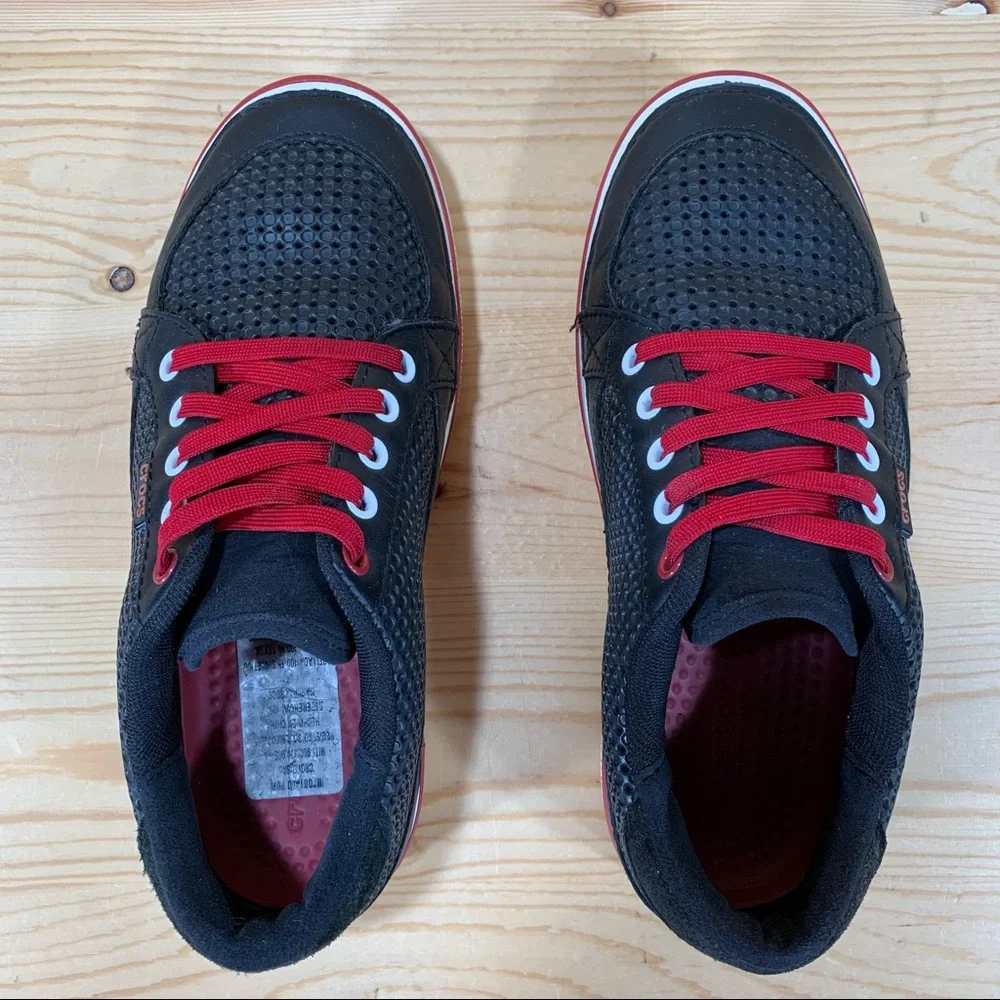 Crocs Hank Haney Drayden Golf Shoes Spikeless Men’s 7 Black Red White